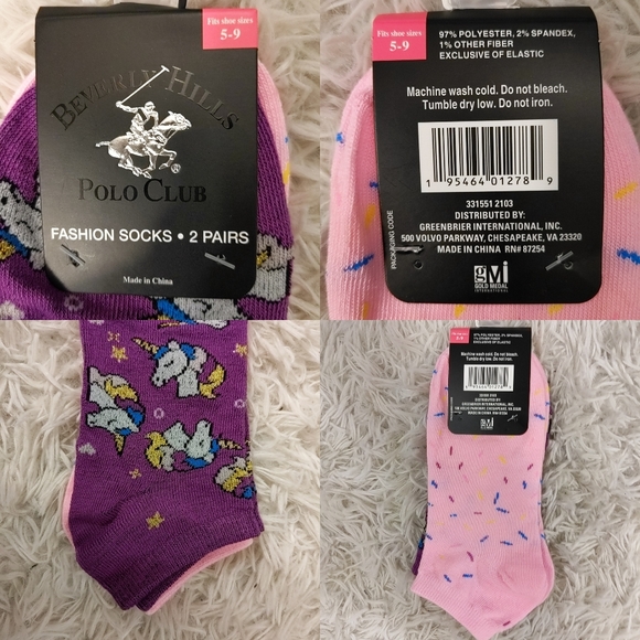 NWT Polo Club Pink and Purple Ankle Socks Pack - Picture 3 of 5